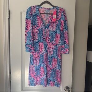 NWT Lilly Pulitzer Marlie Dress Size Medium 
Borealis Blue Tropic Down Low
